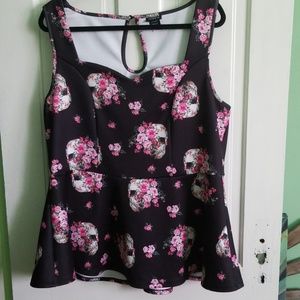 Torrid skull peplum top